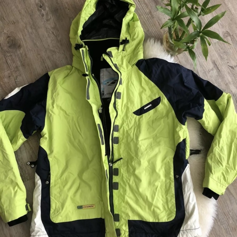 Orage Kids Ski Jacket - Lime Green and Navy